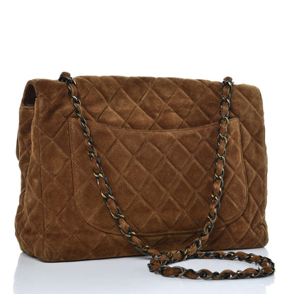 Chanel Suede Quilted Jumbo Single Flap Brown 3 of 18
