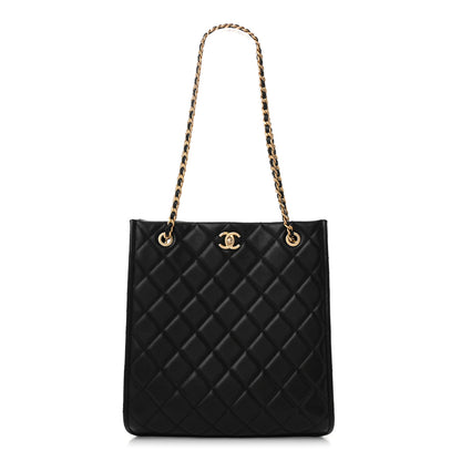Chanel Caviar Quilted Sweet Vertical Shopping Tote Black 1 of 12