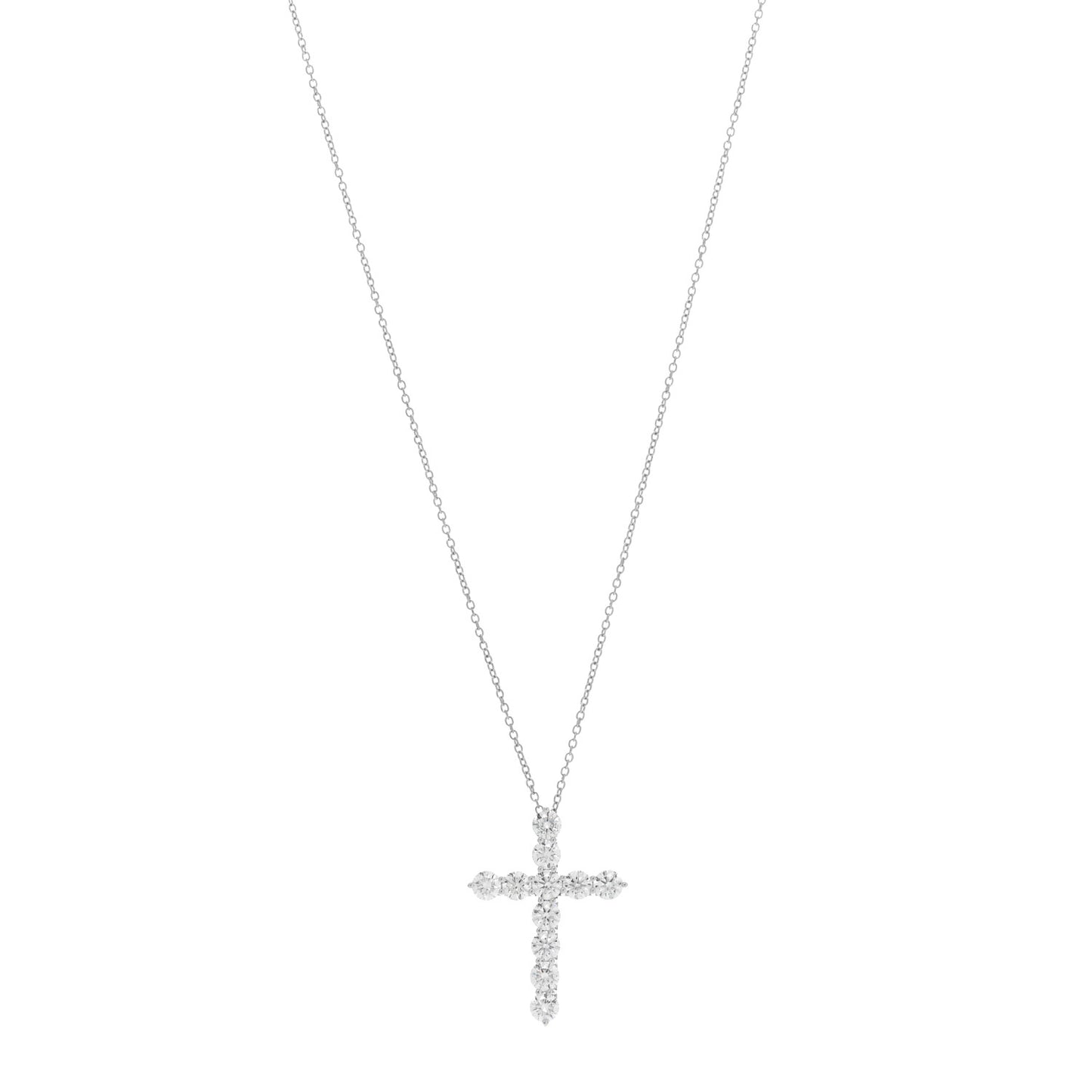 Platinum Diamond Large Cross Pendant Necklace