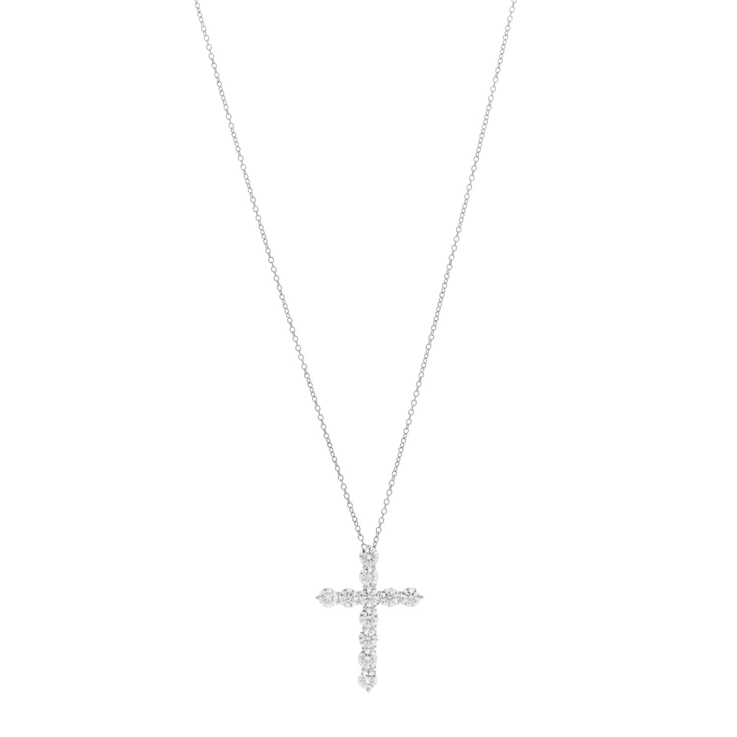 Tiffany Platinum Diamond Large Cross Pendant Necklace 1 of 5