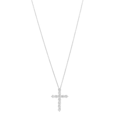 Tiffany Platinum Diamond Large Cross Pendant Necklace 1 of 5