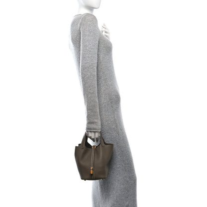 Hermes Taurillon Clemence Picotin Lock 18 PM Etoupe 2 of 11