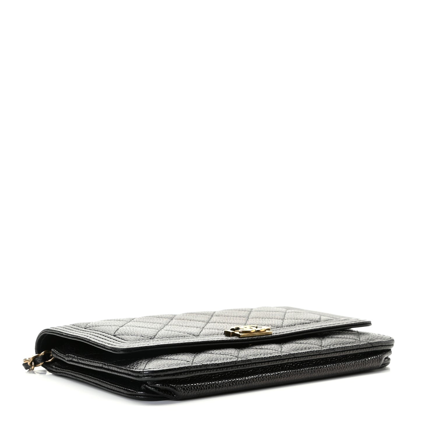 Caviar Quilted Boy Wallet On Chain WOC Black