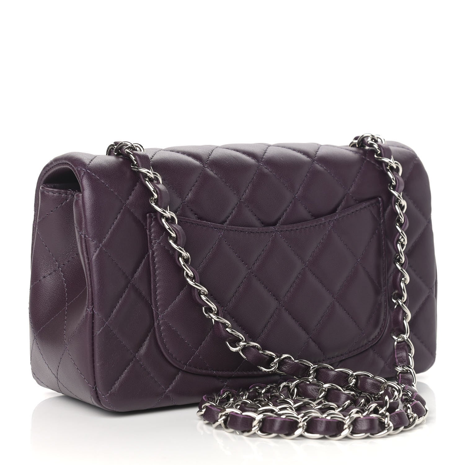 Chanel Lambskin Quilted Mini Rectangular Flap Dark Purple 2 of 9