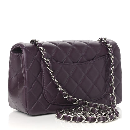 Chanel Lambskin Quilted Mini Rectangular Flap Dark Purple 2 of 9