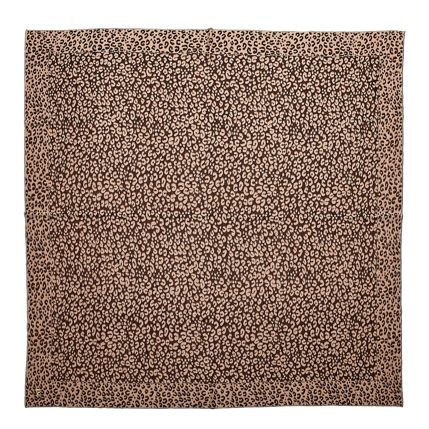Cashmere Silk Carre Leopard Scarf Marron