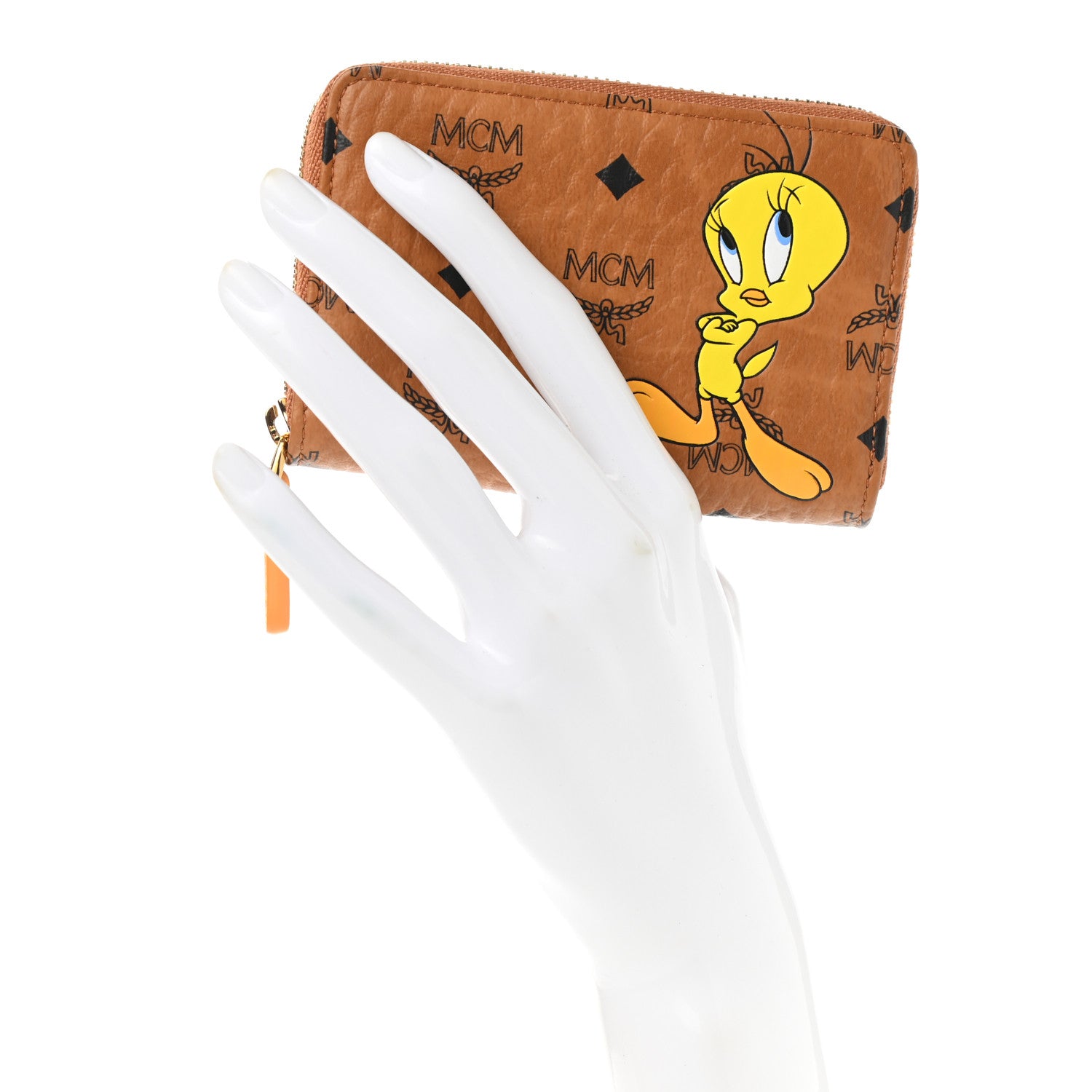 MCM X LOONEY TOONS Visetos Tweety X-Mini Zip Around Wallet Cognac 2 of 8