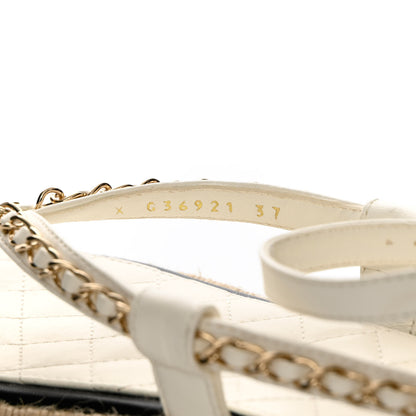 Chanel Lambskin Chain CC Thong Espadrille Sandals 37 White 6 of 10