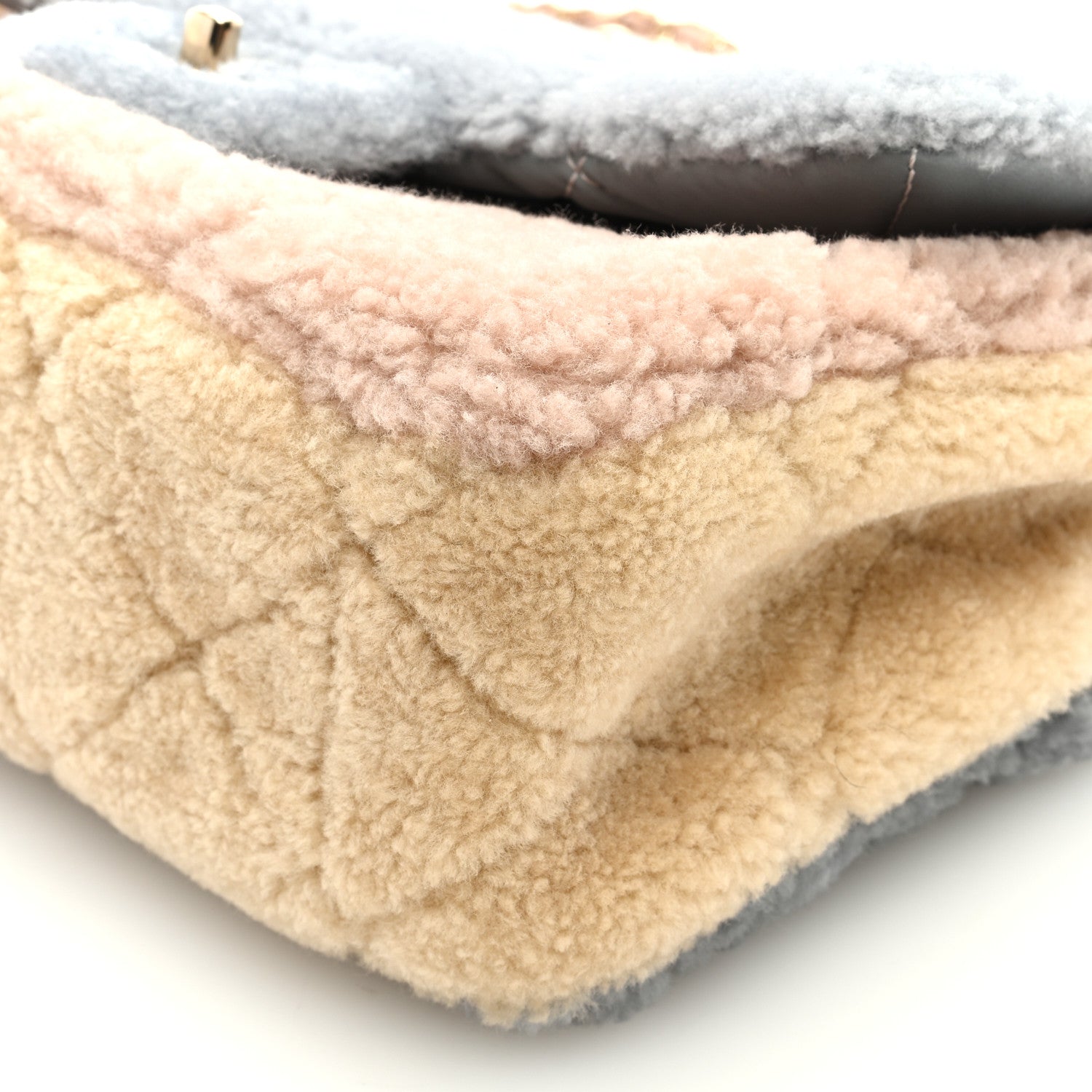 Chanel Shearling Sheepskin Single Flap Gray Pink Beige 9 of 9
