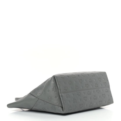 MCM Calfskin Ottomar Monogram Medium Klara Top Zip Tote Charcoal 4 of 9
