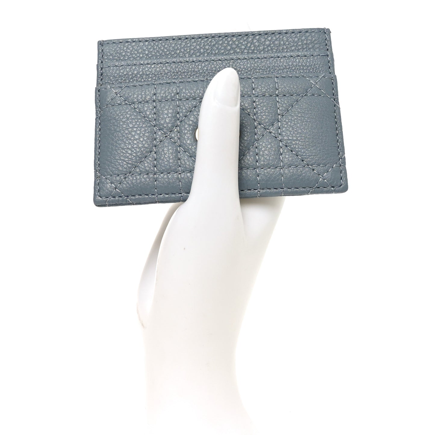 Supple Calfskin Cannage Caro Five-Slot Card Holder Cloud Blue