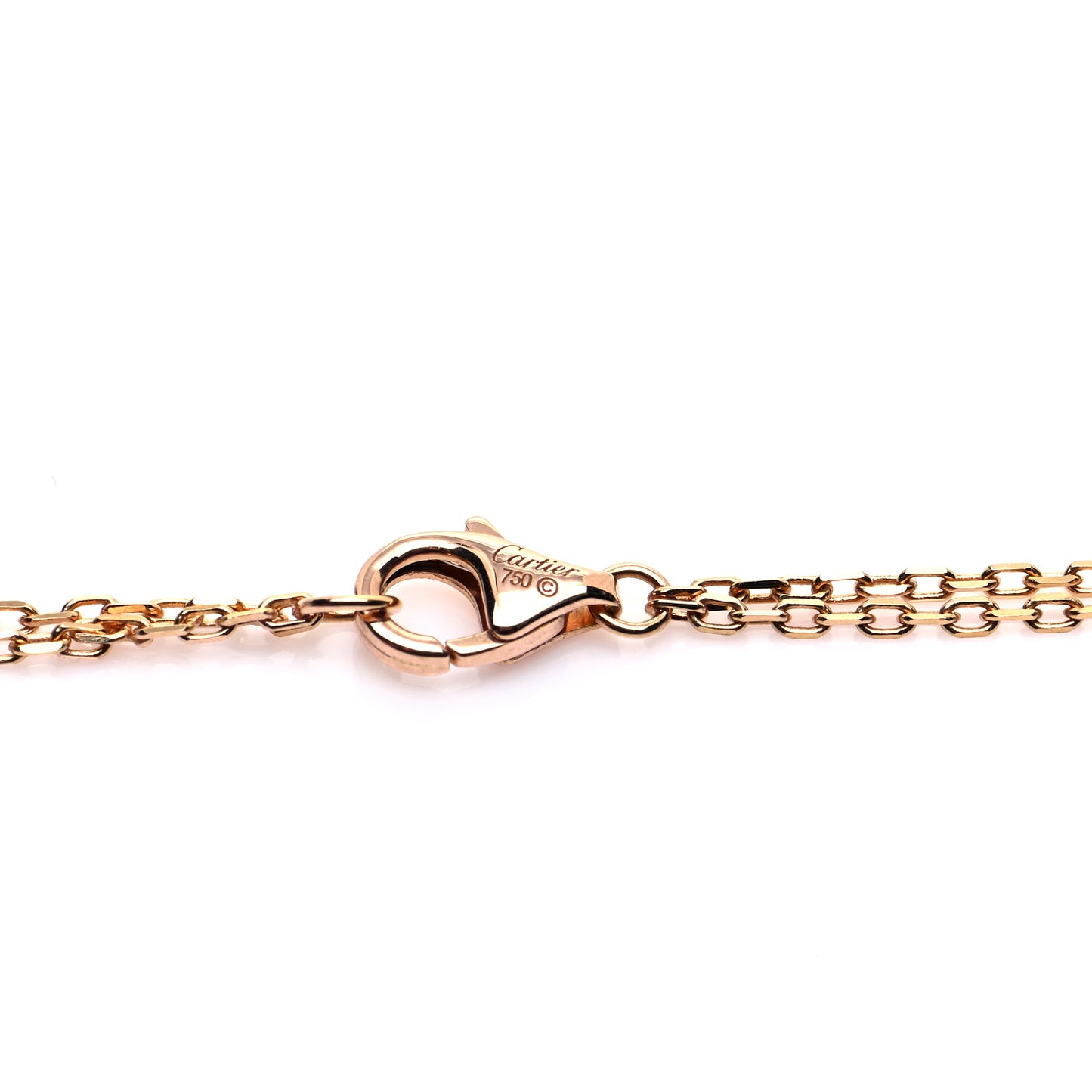 18K Pink Gold 1 Diamond 1 Pink Sapphire LOVE Necklace