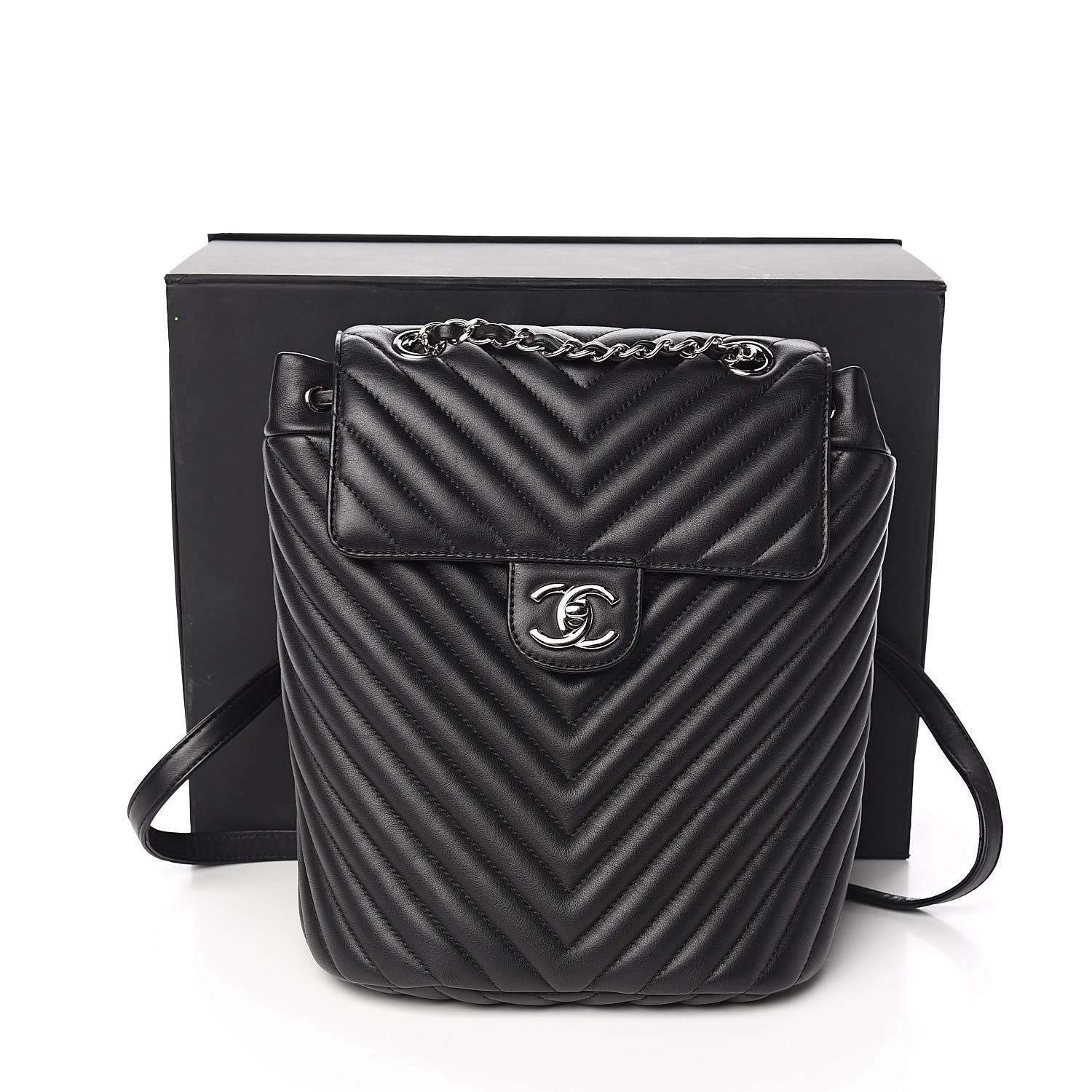Chanel Calfskin Chevron Quilted Small Urban Spirit Backpack Black 11 of 11