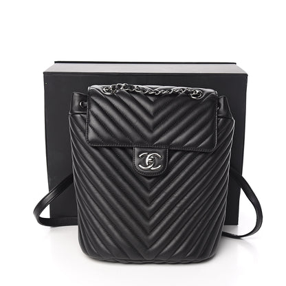 Chanel Calfskin Chevron Quilted Small Urban Spirit Backpack Black 11 of 11