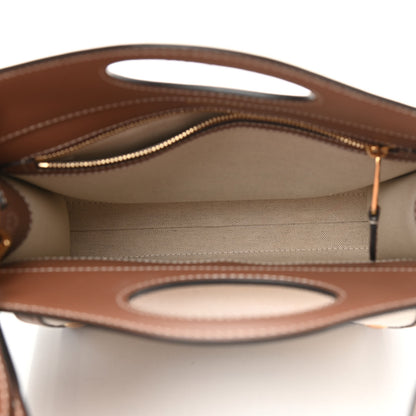 Burberry Canvas Smooth Calfskin Two Tone Mini Pocket Bag Natural Malt Brown 5 of 10