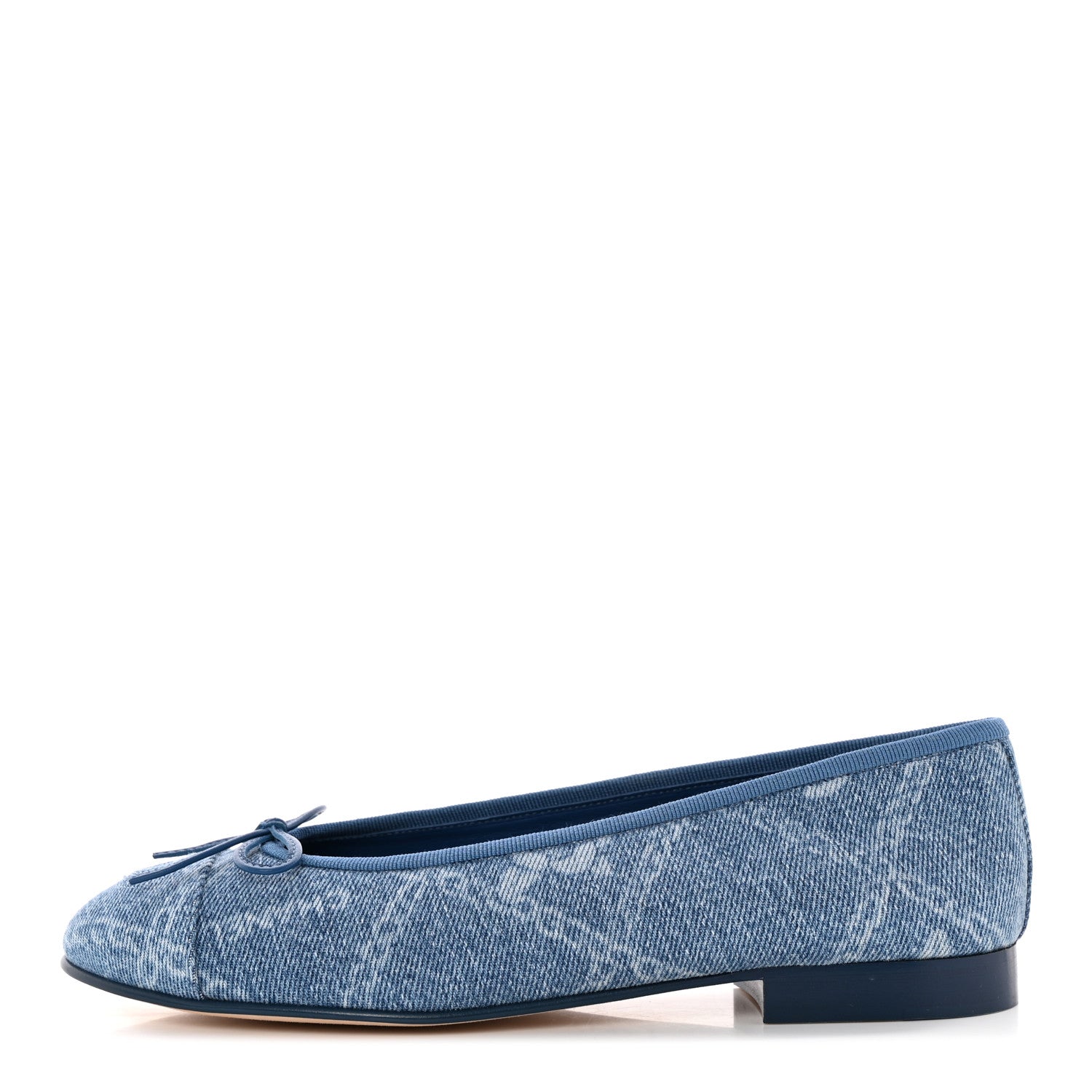 Chanel Denim Printed Cap Toe Ballerina Flats 37.5 Blue 1 of 9