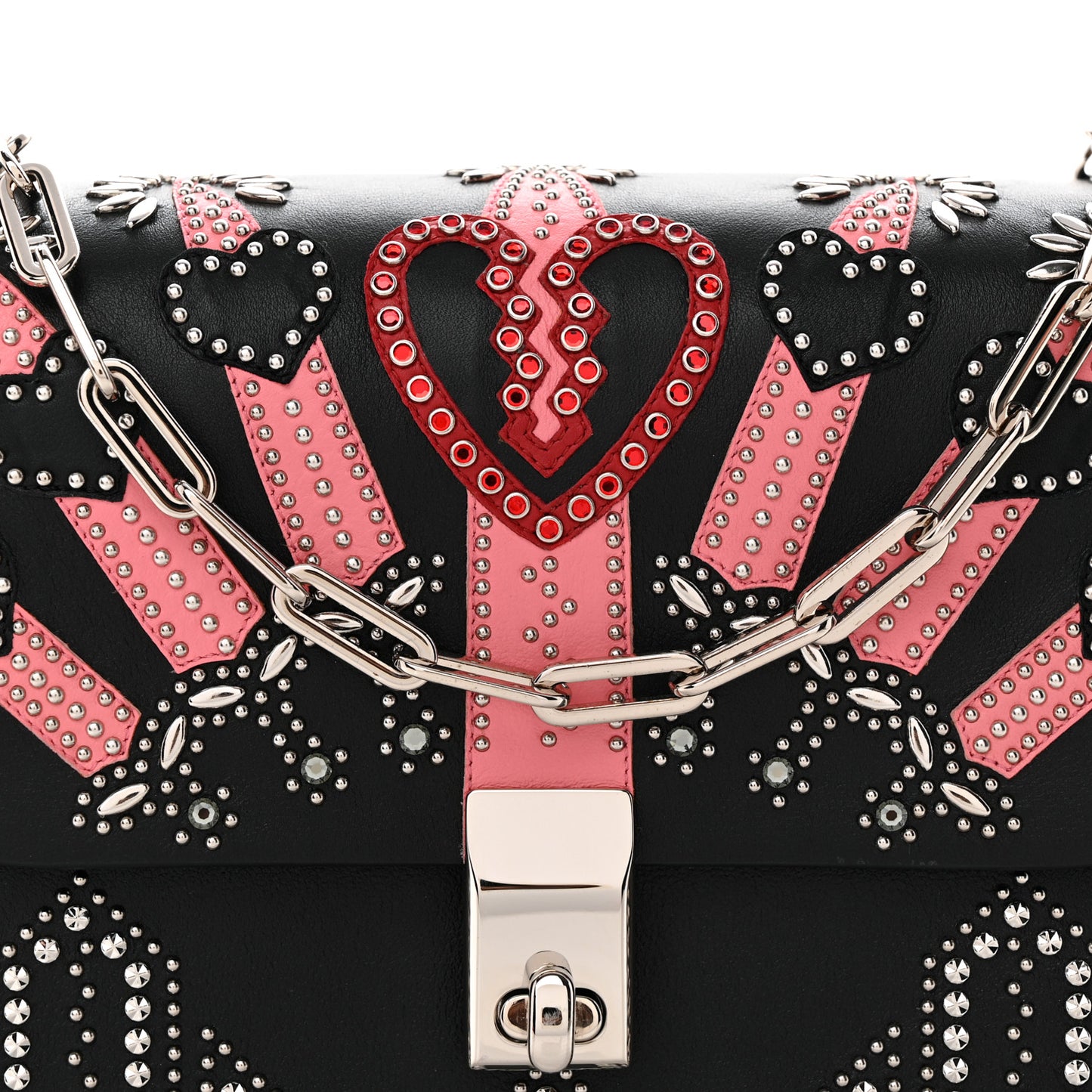 Vitello Loveblade Embellished Chain Flap Bag Black Multicolor