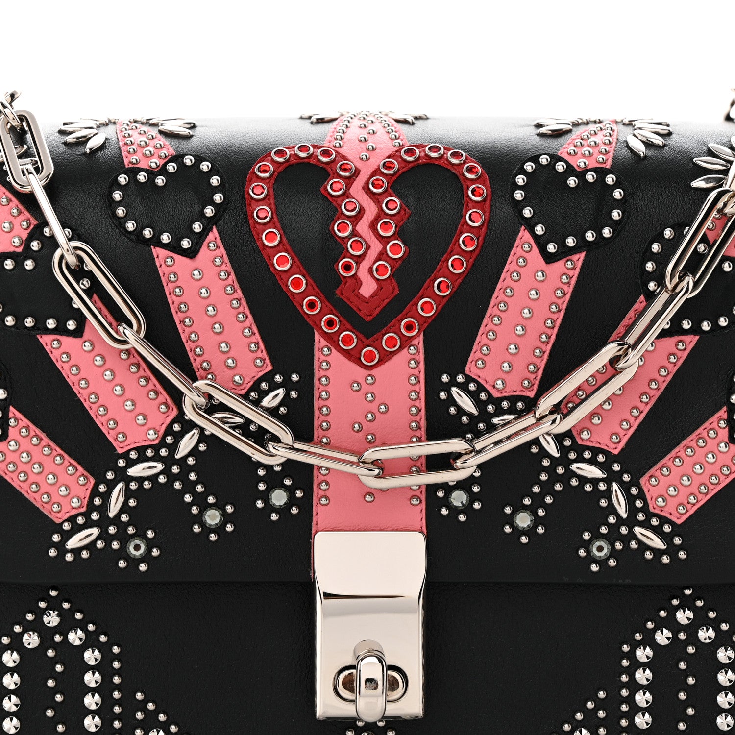 Valentino Garavani Vitello Loveblade Embellished Chain Flap Bag Black Multicolor 7 of 10