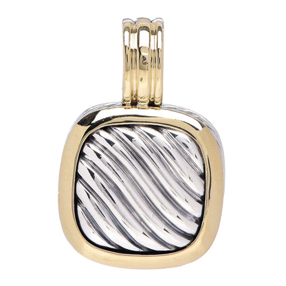 David Yurman Sterling Silver 18K Yellow Gold 16mm Sculpted Cable Enhancer Pendant 1 of 3