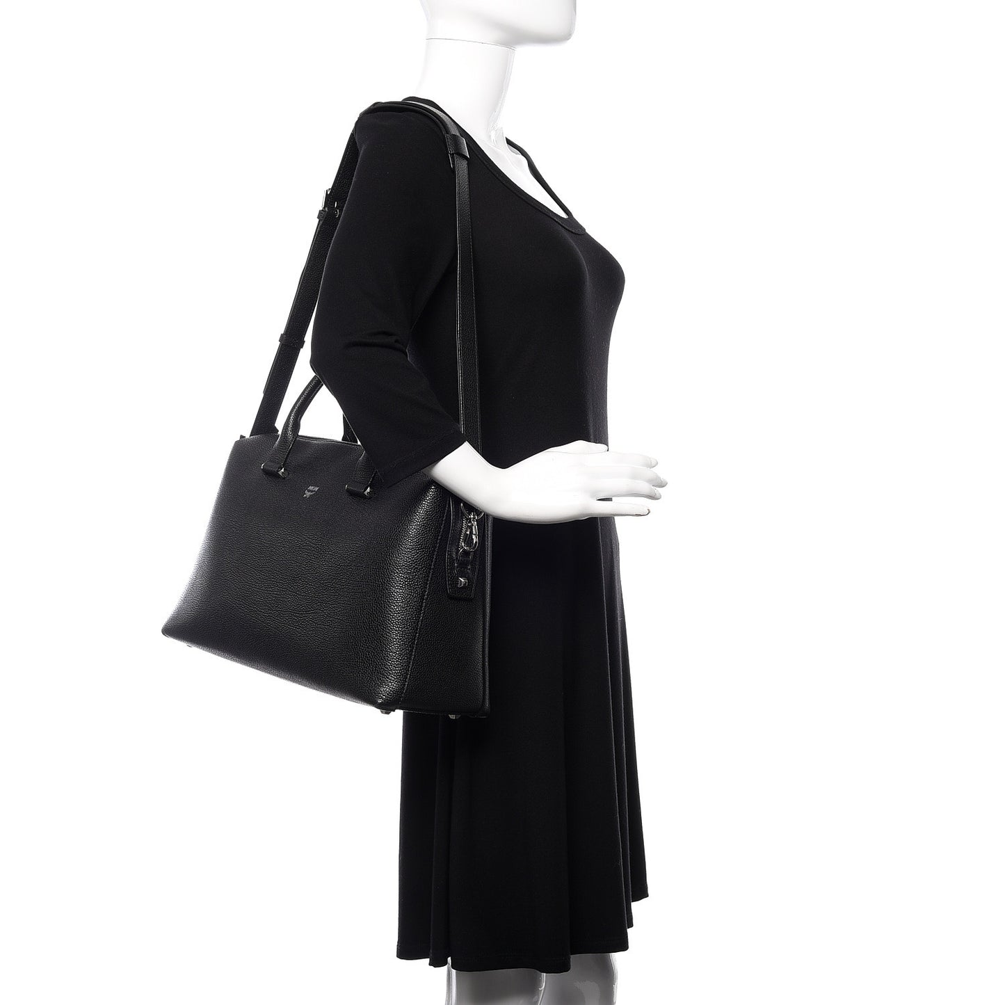 Grained Calfskin Large Ella Boston Black