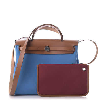 Hermes Toile Vache Hunter Herbag Zip Retourne 31 PM Azur Rouge H 1 of 9