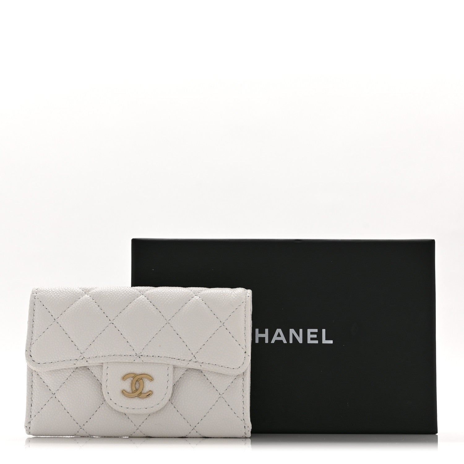 Chanel Caviar Quilted Flap Card Holder Wallet White 11 of 11