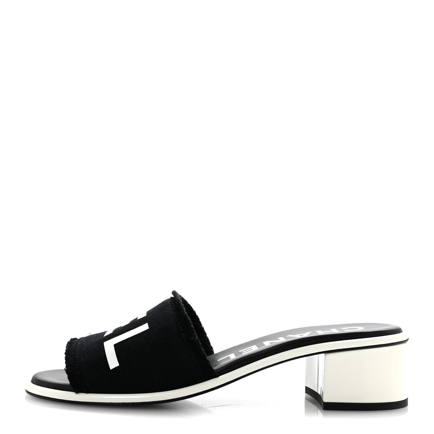 Cotton Logo Mule Sandals 41 Black White