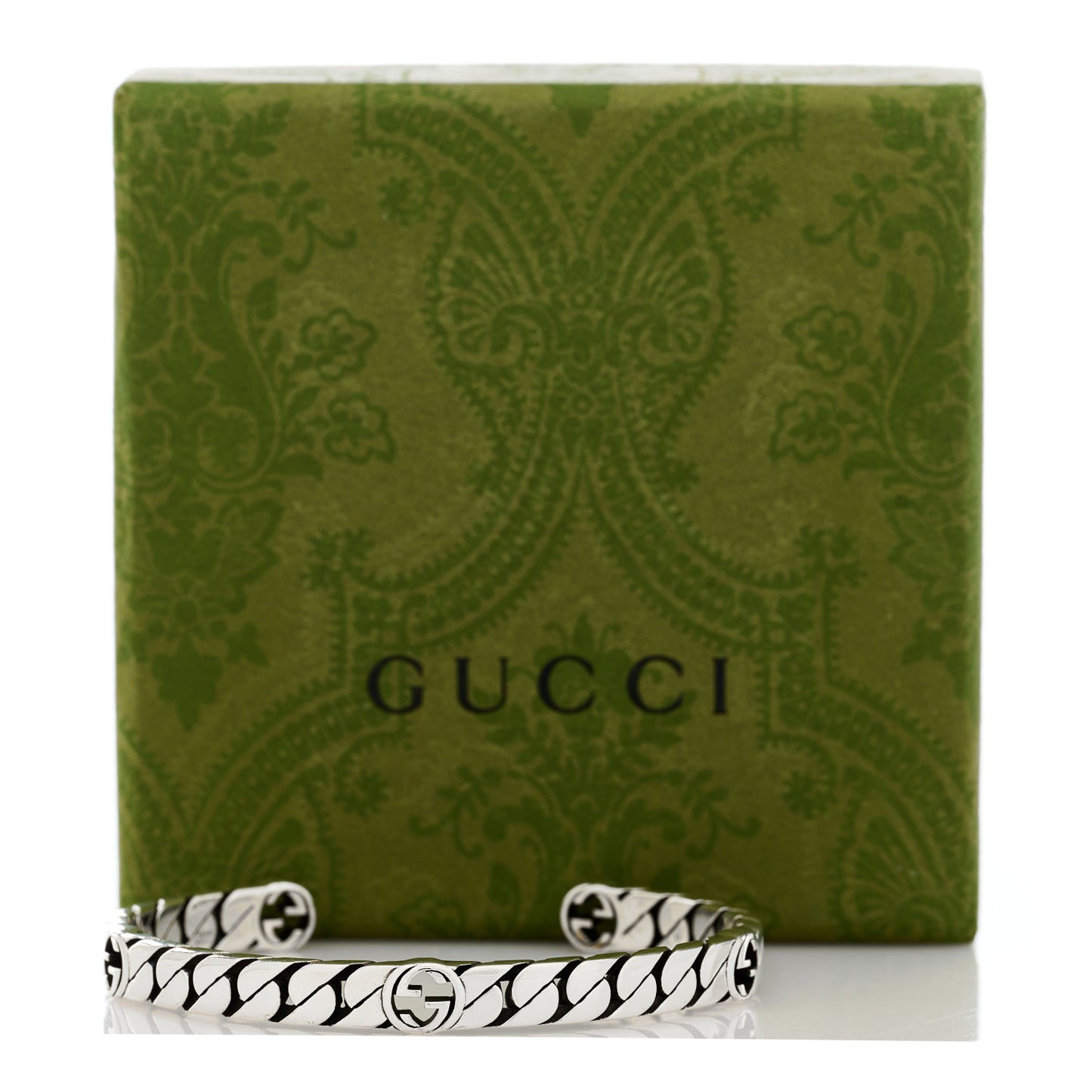 Sterling Silver Interlocking G Cuff Bracelet 17