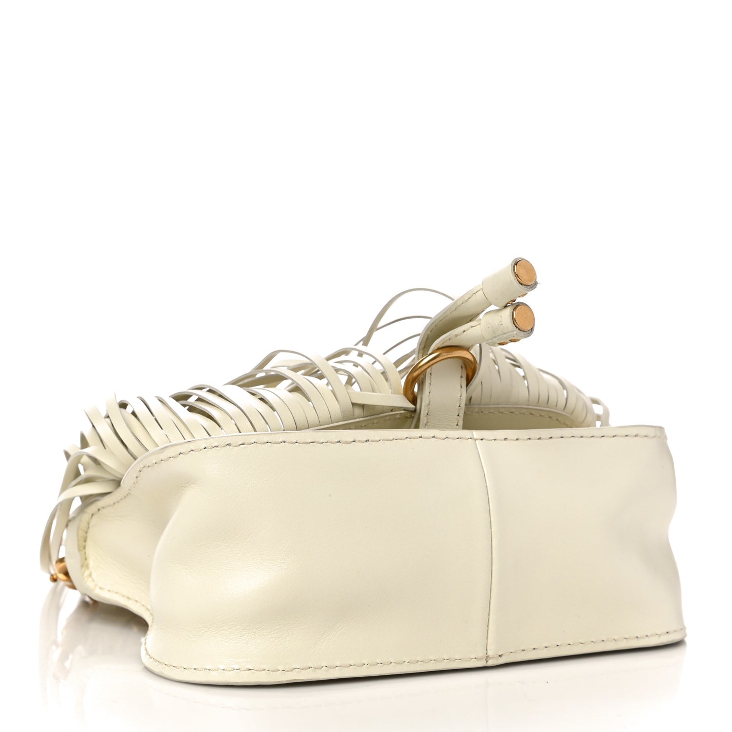 Grain Calfskin Mini Marcie Multi Fringe Satchel Natural White