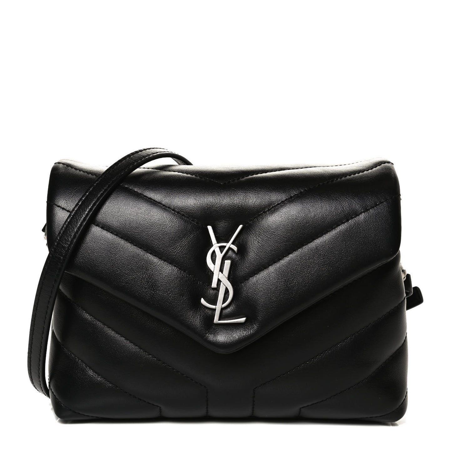 Calfskin Y Quilted Monogram Toy Loulou Crossbody Bag Black