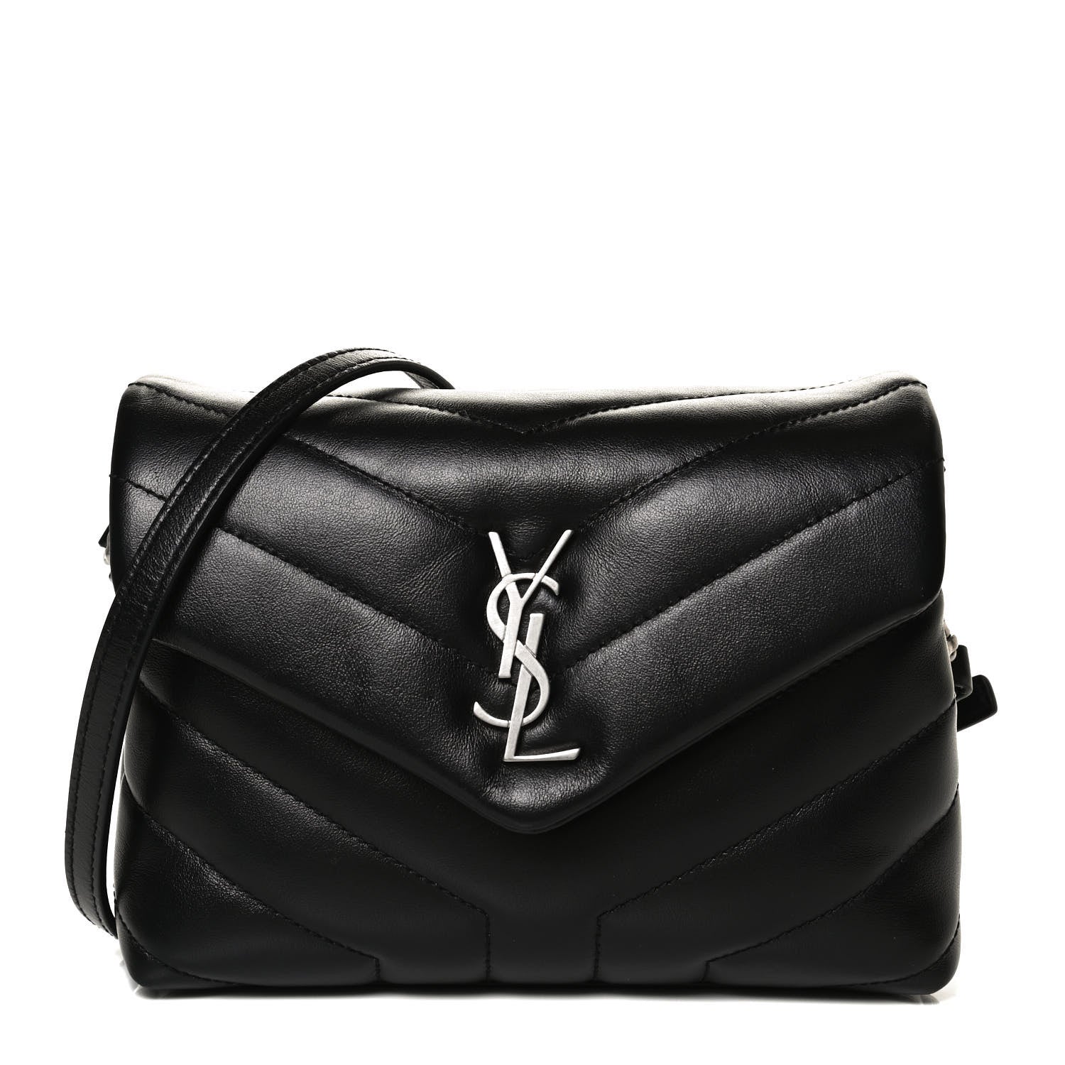 Saint Laurent Calfskin Y Quilted Monogram Toy Loulou Crossbody Bag Black 1 of 11