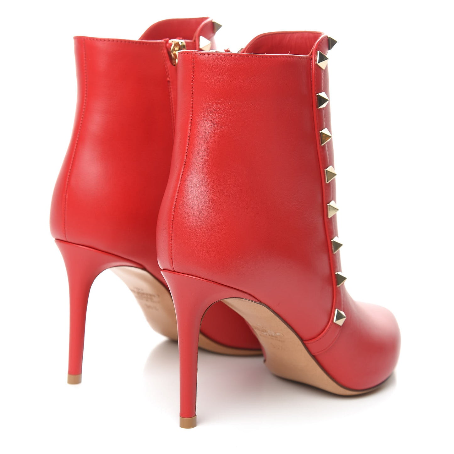 Calfskin Rockstud 85mm Ankle Booties 36.5 Rouge Pur