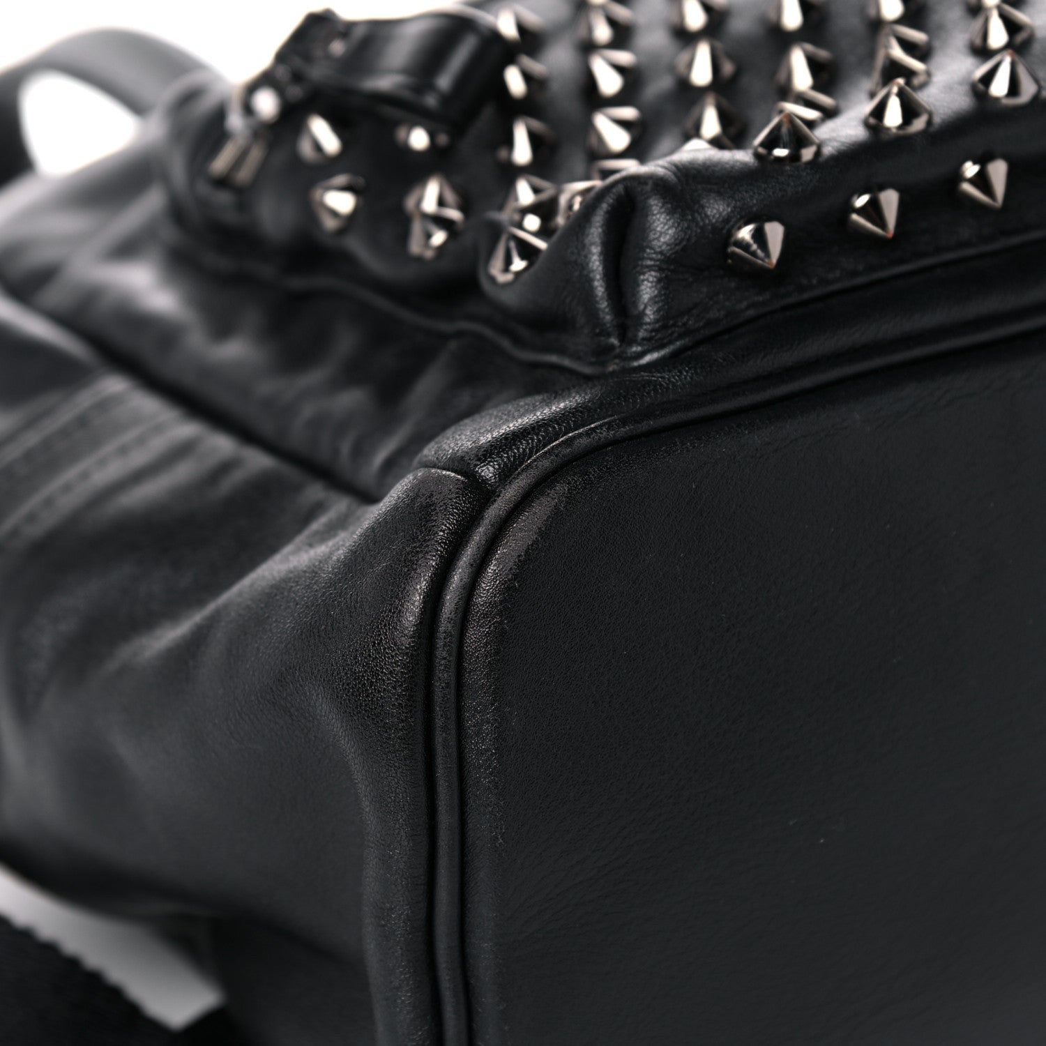 MCM Calfskin Medium Studded Backpack Black 8 of 15