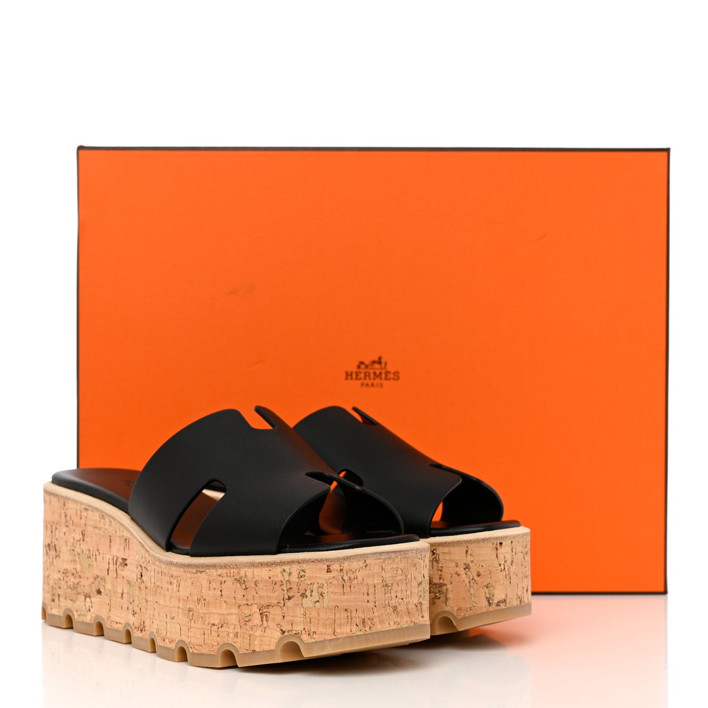 Calfskin Cork Eze 30 Sandals 35 Black