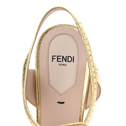 Fendi Metallic Calfskin Chameleon Block Heel Pumps 38 Gold 7 of 11