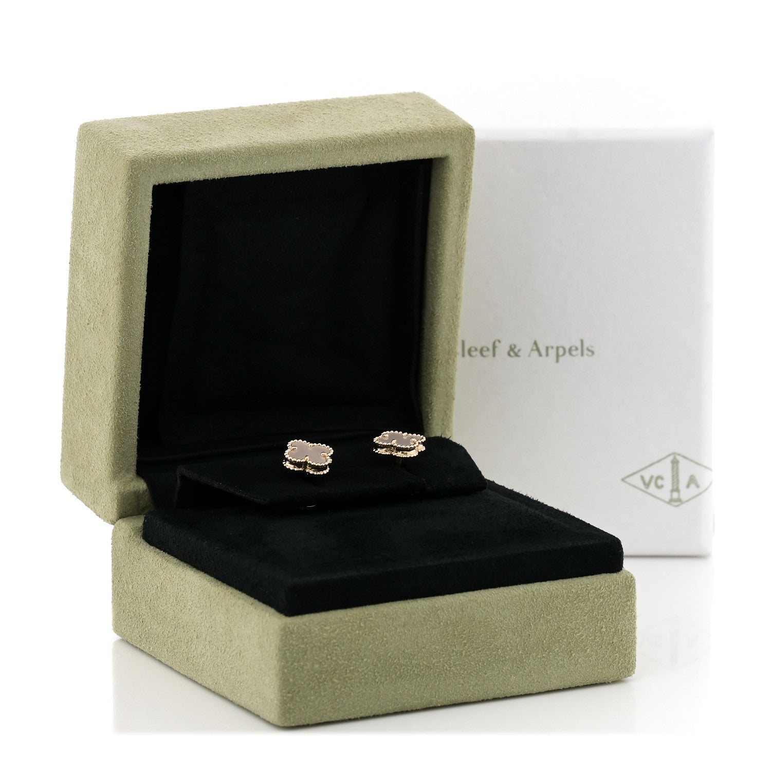 Van Cleef & Arpels 18K Yellow Gold Mother of Pearl Sweet Alhambra Earrings 5 of 5