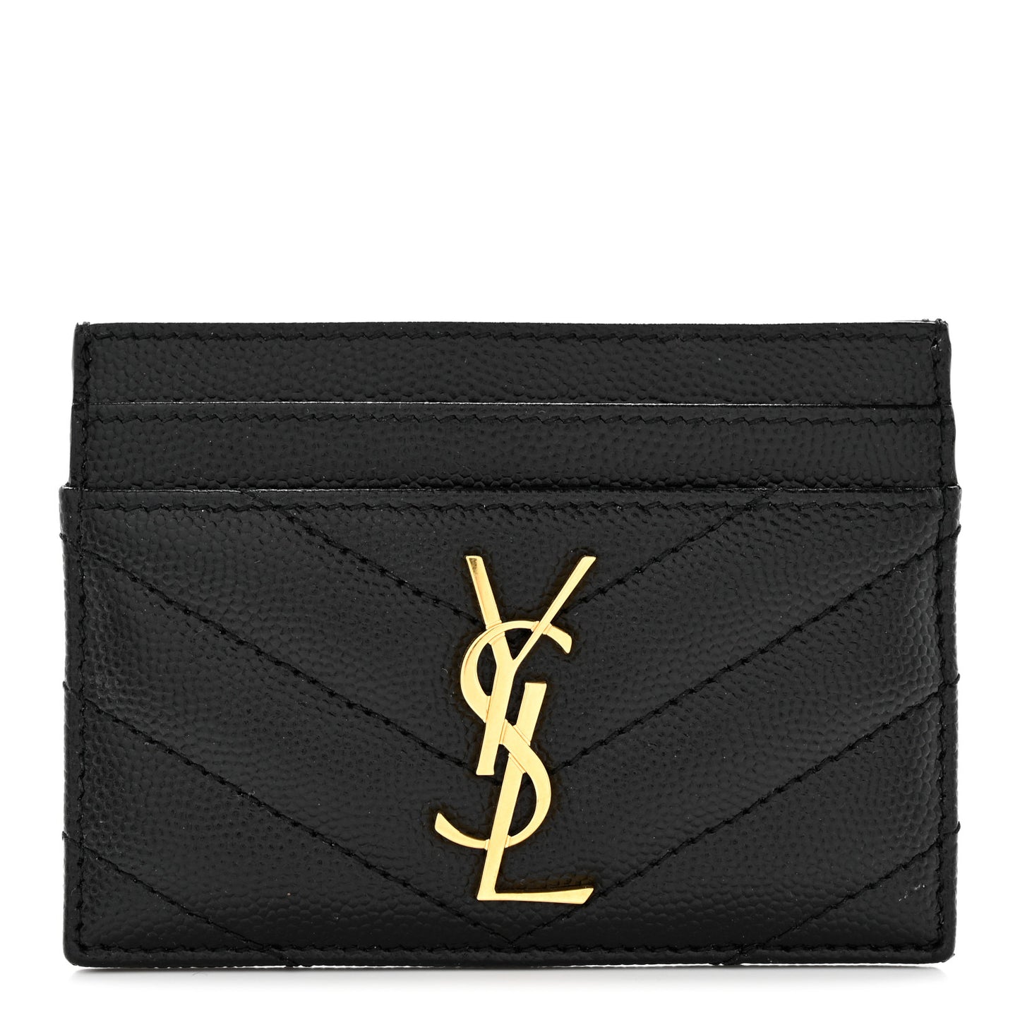 Grain De Poudre Matelasse Chevron Monogram Credit Card Case Black