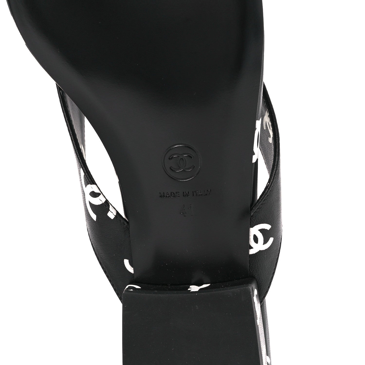 Chanel Printed Lambskin Coco Beach Thong Sandals 41 Black White 6 of 9