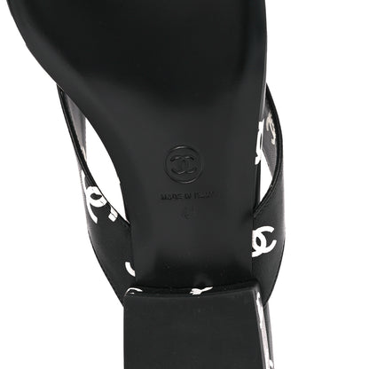Chanel Printed Lambskin Coco Beach Thong Sandals 41 Black White 6 of 9