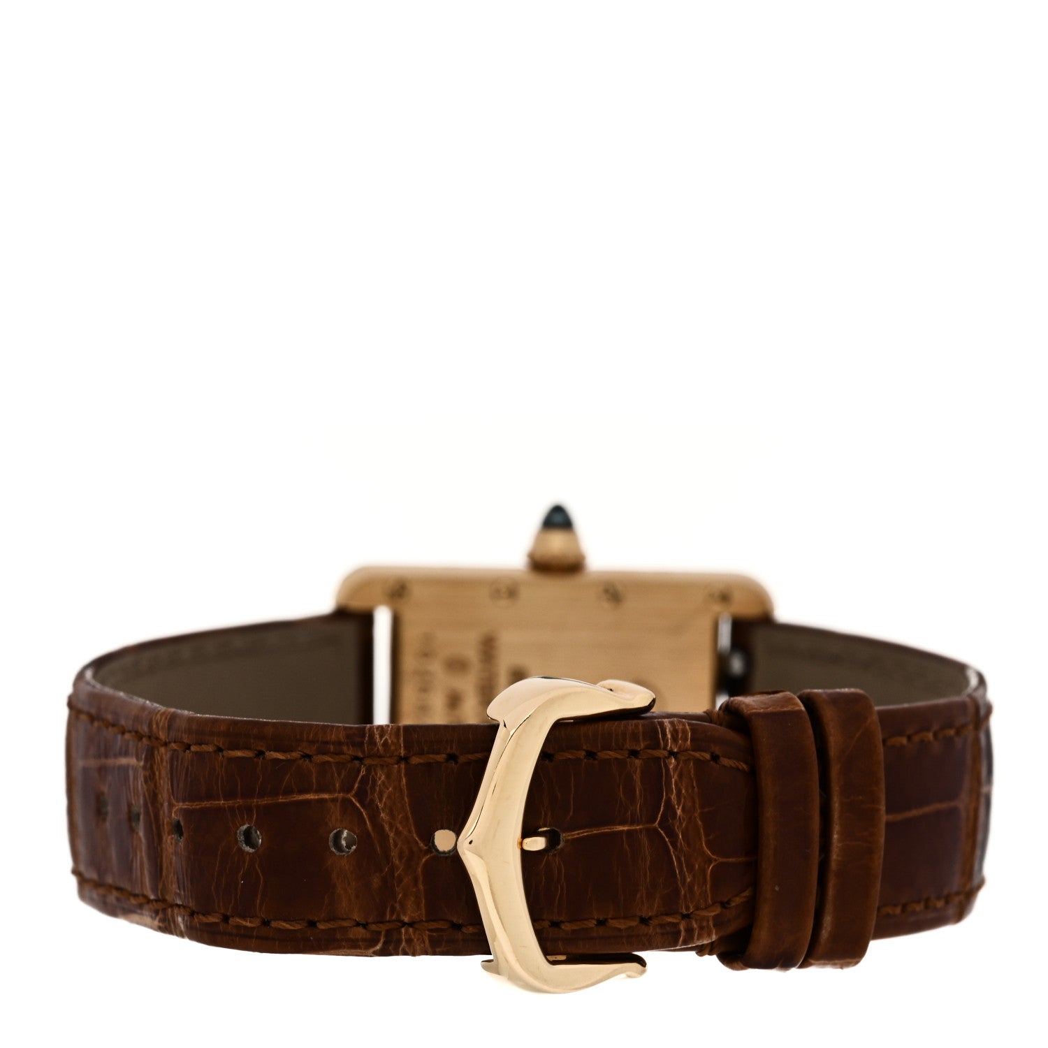 Cartier 18K Yellow Gold Alligator 22mm Tank Louis Quartz Watch Brown 3 of 5