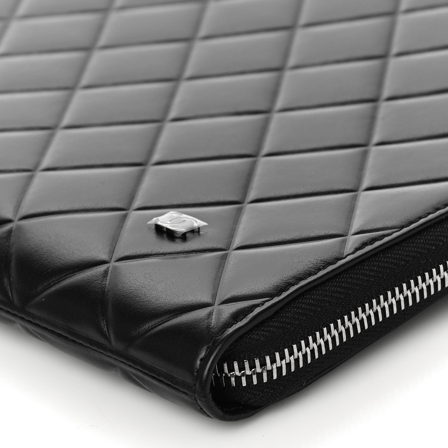 Chanel Calfskin Quilted Diamond Document Portfolio Holder Black 9 of 11