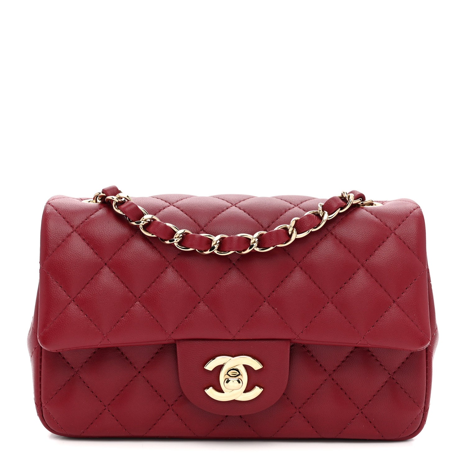 Chanel Lambskin Quilted Mini Rectangular Flap Burgundy 1 of 10