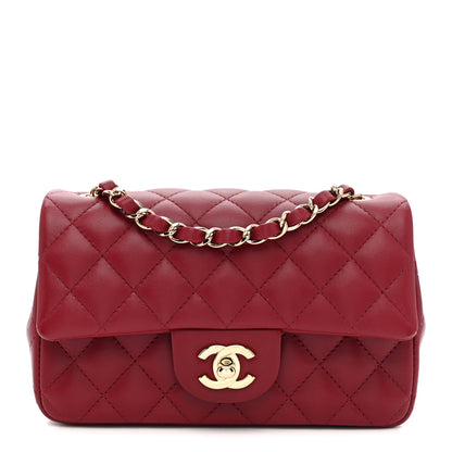 Chanel Lambskin Quilted Mini Rectangular Flap Burgundy 1 of 10