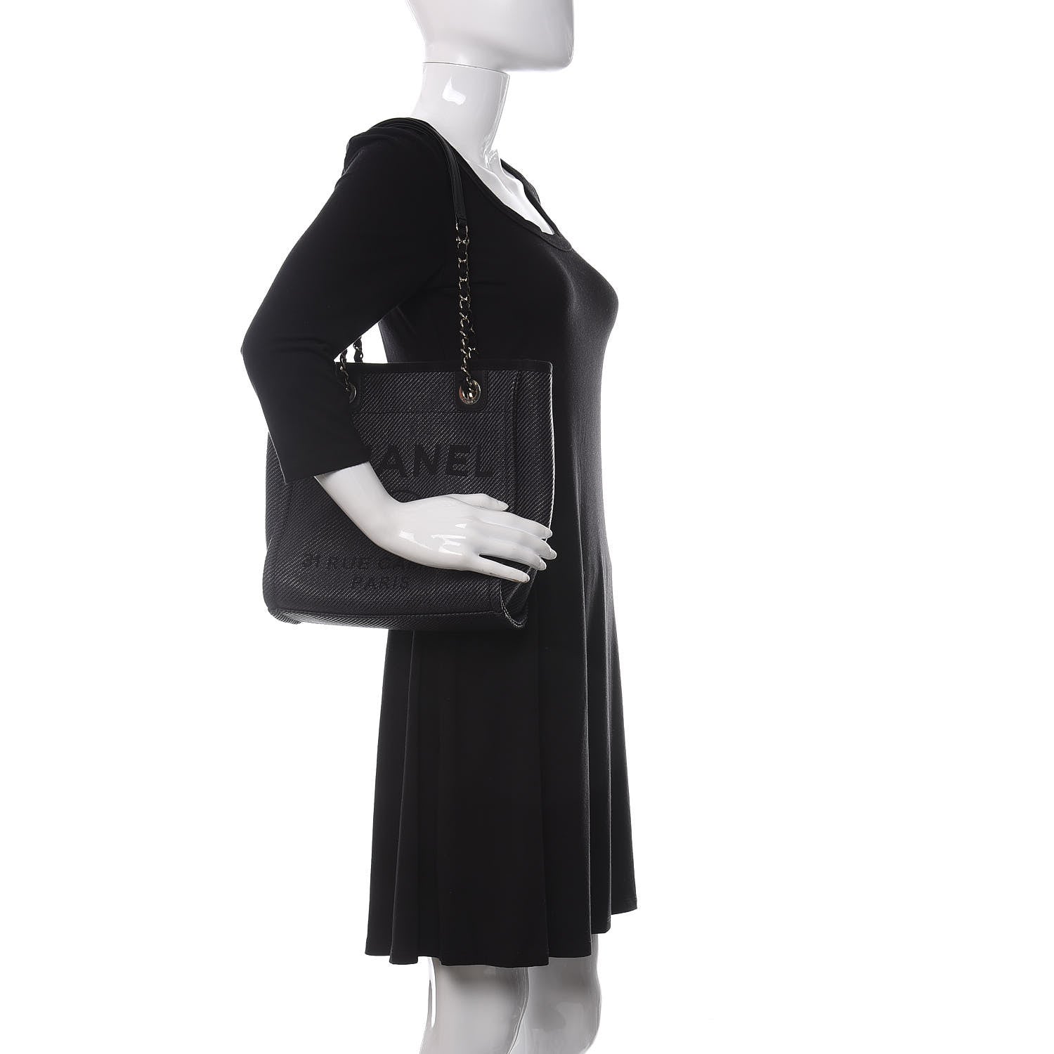 Chanel Mixed Fibers Calfskin Mini Deauville Tote Black 2 of 10