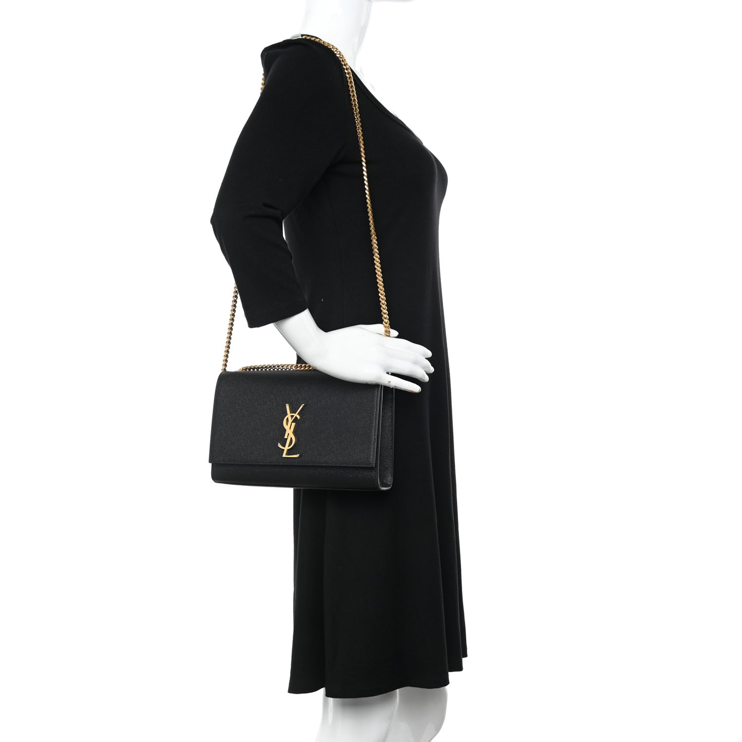 Grain De Poudre Medium Classic Monogram Kate Satchel Black