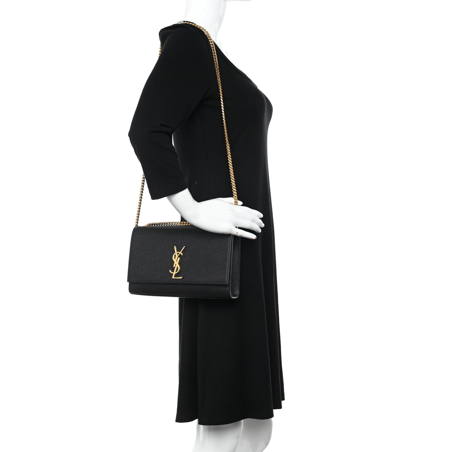 Saint Laurent Grain De Poudre Medium Classic Monogram Kate Satchel Black 2 of 10