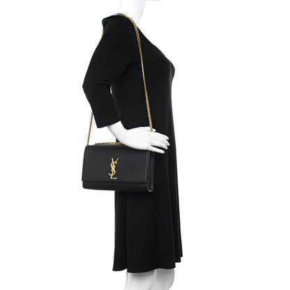 Saint Laurent Grain De Poudre Medium Classic Monogram Kate Satchel Black 2 of 10