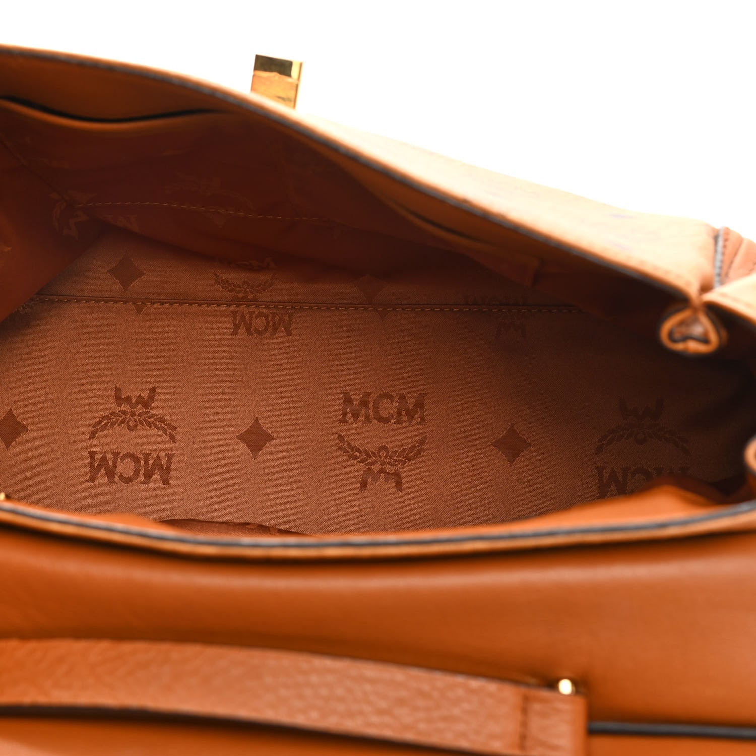 MCM Visetos Top Handle Satchel Cognac 5 of 11