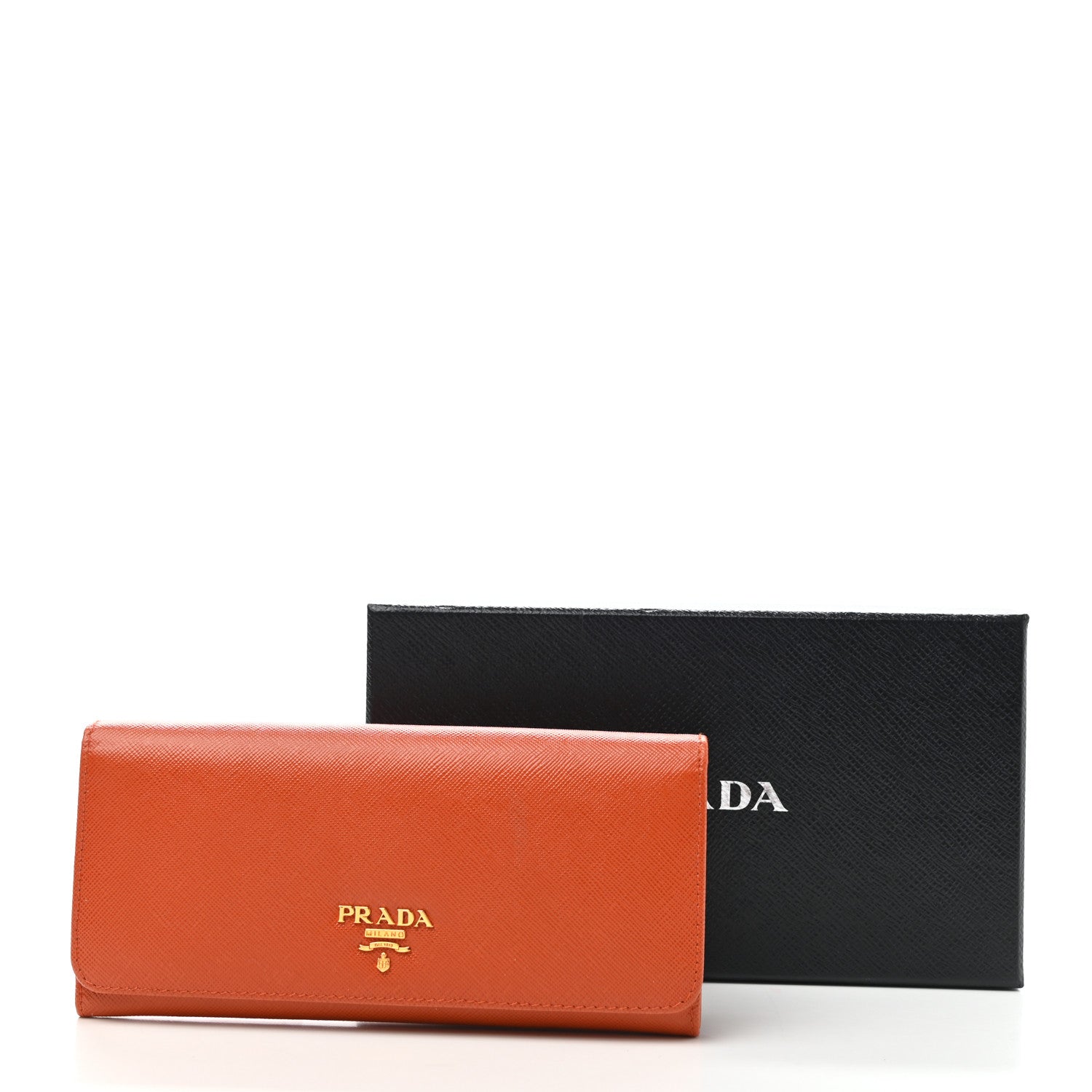 Prada Saffiano Metal Continental Flap Wallet Papaya 7 of 7