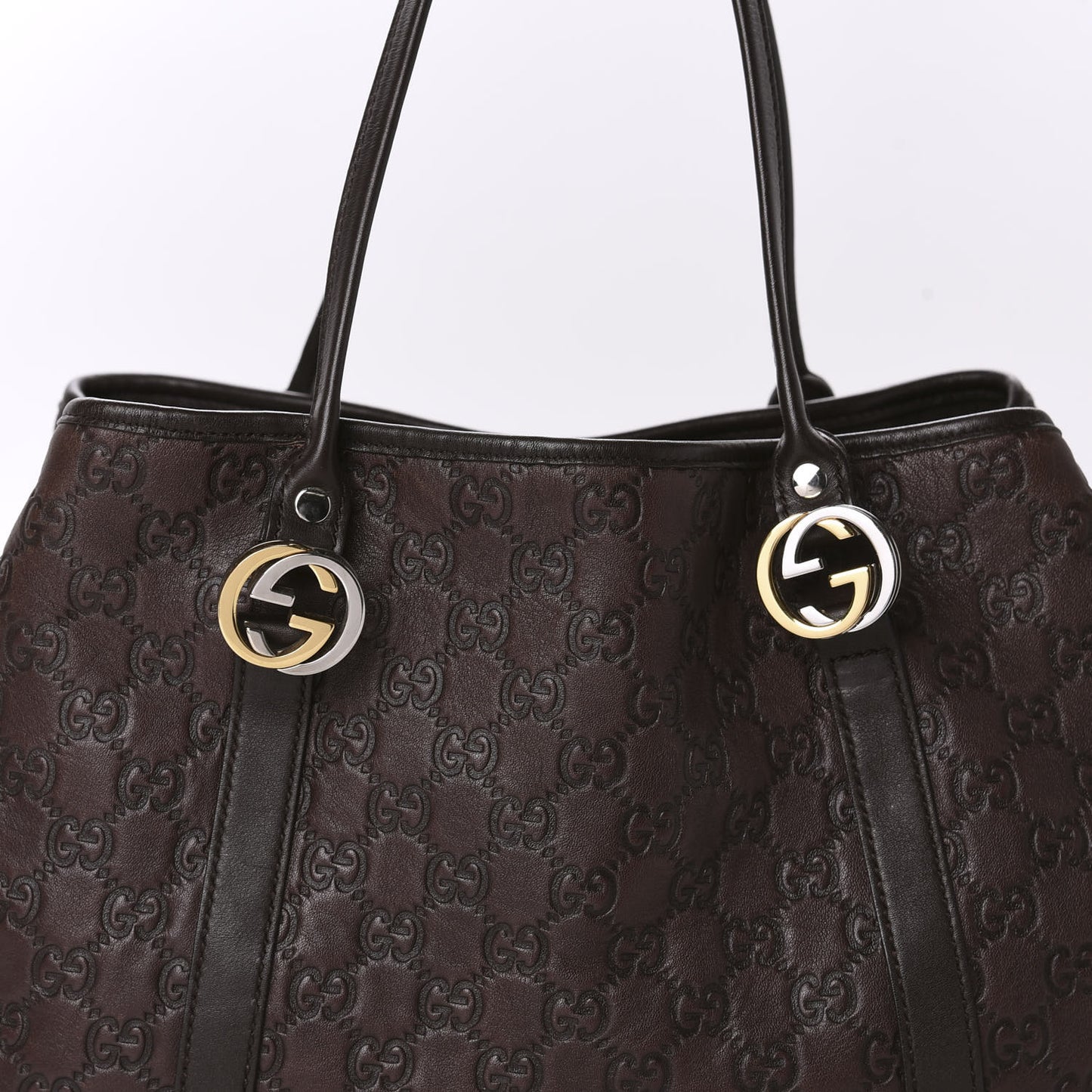 Guccissima Medium GG Twins Tote Dark Brown
